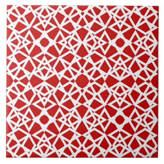 Geometrisch, modern, eenvoudig, rood, wit tegeltje (Voorkant)