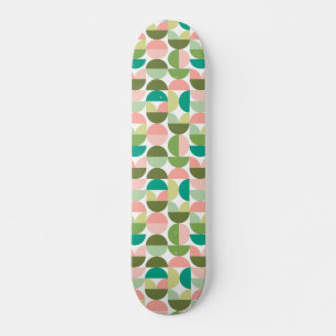 Geometrisch Modern Groen en Perzik Skateboard