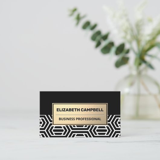 Geometrisch modern patroon | Goud Metaal Visitekaartje (Staand voorkant)