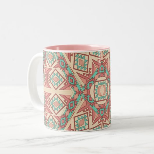 Geometrisch Modern Zuidwest Pattern Tas Tweekleurige Koffiemok (Voorkant links)