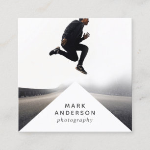 Geometrisch   Moderne minimale driehoekfoto Vierkante Visitekaartje