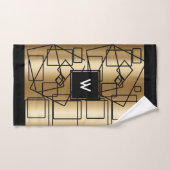 Geometrisch monogram goud en zwart handdoek (Handdoek)