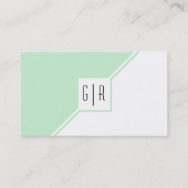 Geometrisch monogram met een mint-groen en wit mod visitekaartje