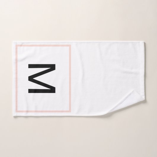 Geometrisch monogram roze groene witte strepen bad handdoek (Handdoek)