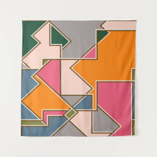 geometrisch naadloos patroon, lijnen, oranje, paar wandkleed