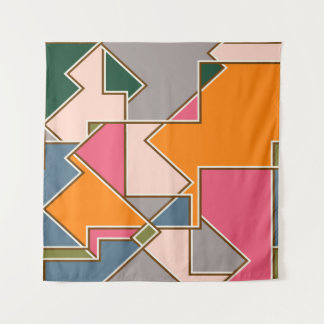 geometrisch naadloos patroon, lijnen, oranje, paar wandkleed
