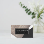 Geometrisch namaak hout lederen golvende kleur blo visitekaartje (Staand voorkant)