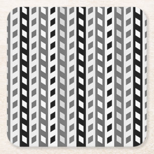 Geometrisch ontwerp, grijs, zwart, wit, vierkante kartonnen onderzetter