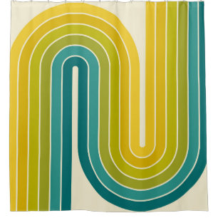 Geometrisch ontwerp in retro- stijl douchegordijn