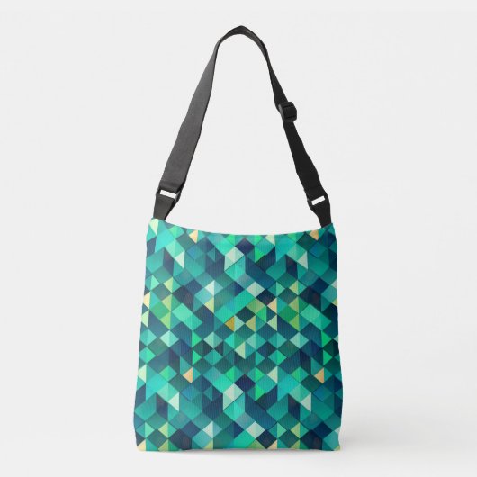 Geometrisch ontwerp met groene tinten. crossbody tas (Voorkant)