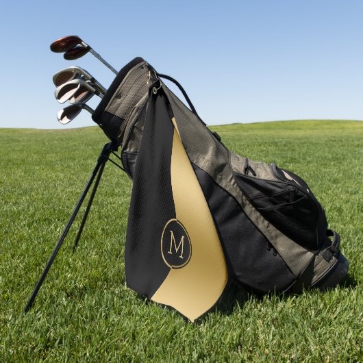 Geometrisch ontwerp met zwart en goud splitscreen golfhanddoek (Groen)