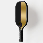 Geometrisch ontwerp met zwart en goud splitscreen pickleball paddle (Links)