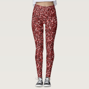 Geometrisch ontwerp van de rode vlakke sequin leggings