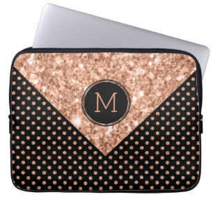 Geometrisch ontwerp van roos-Gold Glitter & Polka  Laptop Sleeve