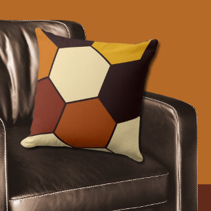 Geometrisch oranje en zwart zeshoekpatroon kussen