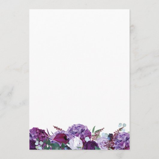 Geometrisch Paarse bloemmenu Menu (Achterkant)