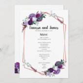 Geometrisch Paarse bloemmenu Menu (Voorkant / Achterkant)