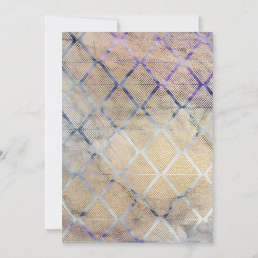 Geometrisch Paarse en gouden marmeren verjaardagsf Kaart (Achterkant)