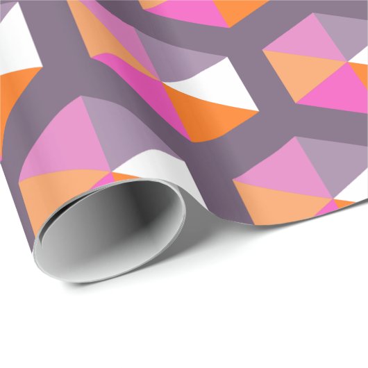 Geometrisch Paarse en Oranje zeshoek Cadeaupapier (Rol Hoek)
