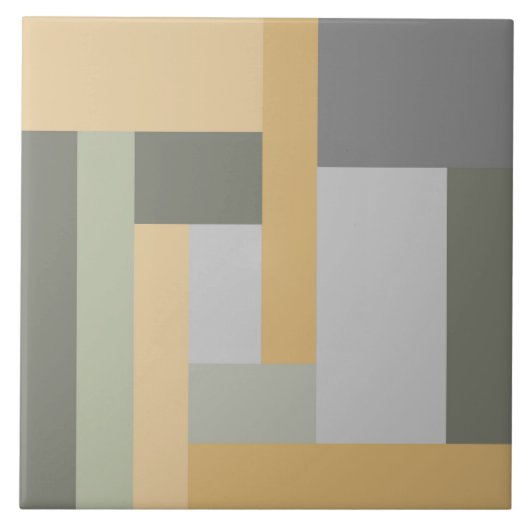 Geometrisch, pastel, groen, mosterdgeel, grijs tegeltje (Voorkant)