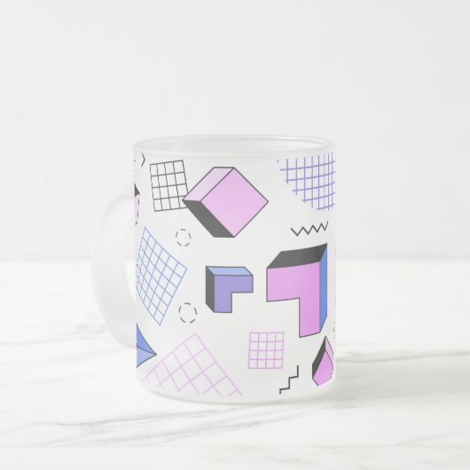 Geometrisch patroon 13 matglas koffiemok (Voorkant links)