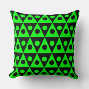 Geometrisch patroon 260514 - Groen op zwart Kussen