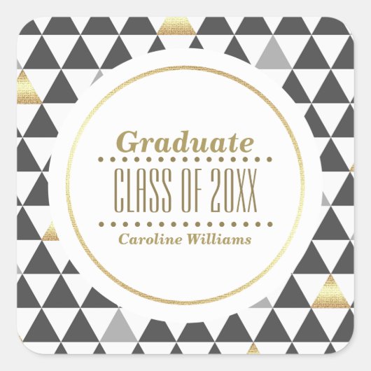 Geometrisch Patroon Aangepast Afstuderen Vierkante Sticker (Voorkant)