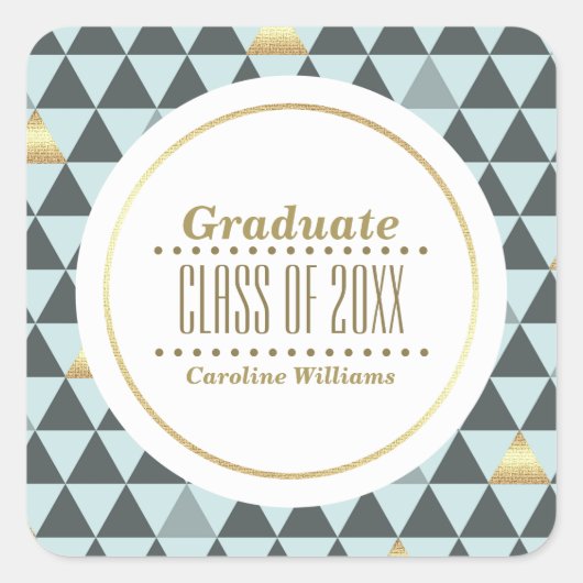 Geometrisch Patroon Aangepast Afstuderen Vierkante Sticker (Voorkant)