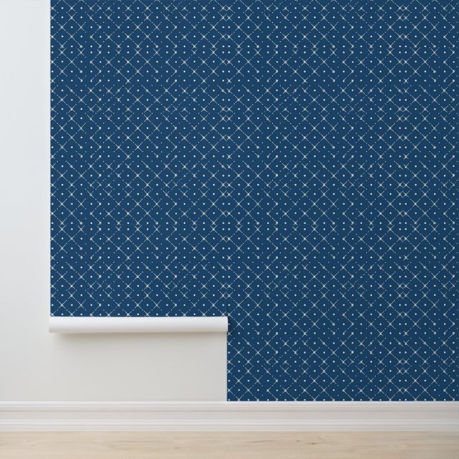 Geometrisch patroon Blauw behang (Applicatie)