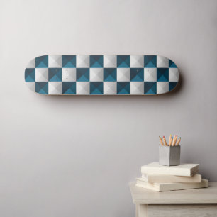 Geometrisch patroon Blauw Zilver Skateboard