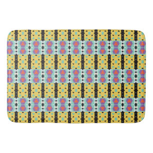 Geometrisch patroon geel Paarse blauw Badmat