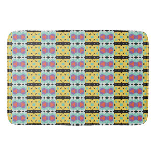 Geometrisch patroon geel Paarse blauw Badmat