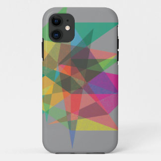 geometrisch patroon gelaagd kleurenkonofgeval iPhone 11 hoesje