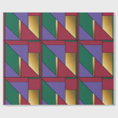 Geometrisch patroon Goud Paarse Groen Rood Cadeaupapier (Vlak)