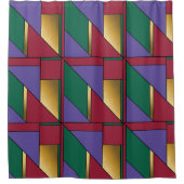 Geometrisch patroon Goud Paarse Groen Rood Douchegordijn (Voorkant)