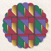 Geometrisch patroon Goud Paarse Groen Rood Kartonnen Onderzetters (Voorkant)