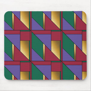 Geometrisch patroon Goud Paarse Groen Rood Muismat