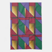 Geometrisch patroon Goud Paarse Groen Rood Theedoek (Verticaal)