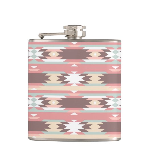 Geometrisch patroon in aztec-stijl 2 heupfles (Voorkant)