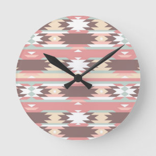 Geometrisch patroon in aztec-stijl 2 ronde klok