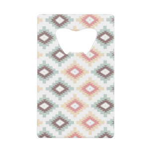 Geometrisch patroon in aztec-stijl kredietkaart flessenopener