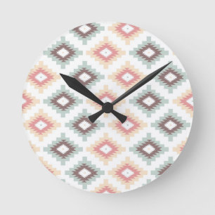 Geometrisch patroon in aztec-stijl ronde klok