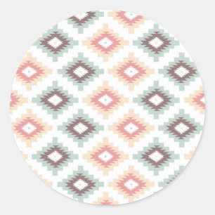 Geometrisch patroon in aztec-stijl ronde sticker