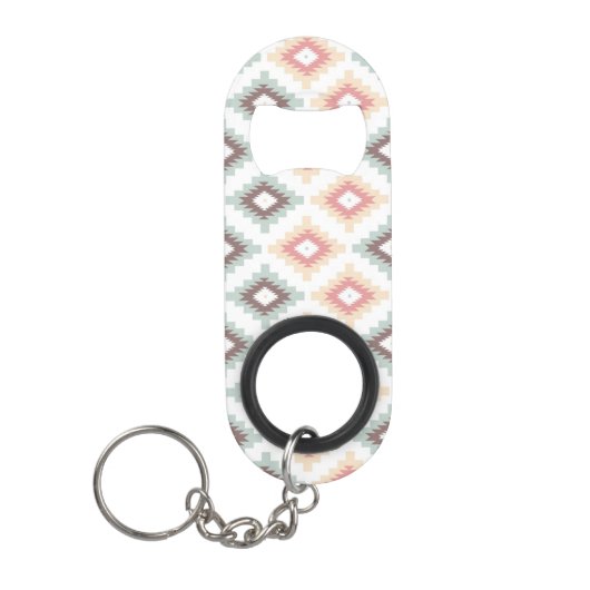 Geometrisch patroon in aztec-stijl sleutelhanger flessenopener (Voorkant)