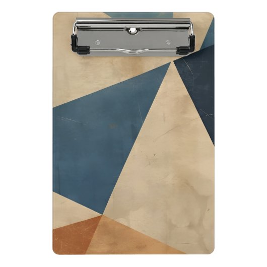Geometrisch patroon in blauw, taupe en roest mini klembord (Voorkant)