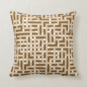 Geometrisch patroon in bruin, beige en wit. kussen