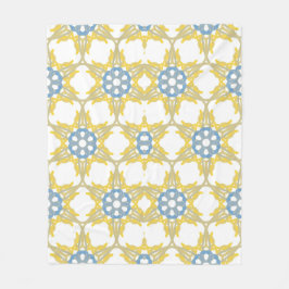 Geometrisch patroon in geel, wit en blauw. fleece deken
