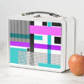 Geometrisch patroon in gestreepte en neon kleuren (In situ)