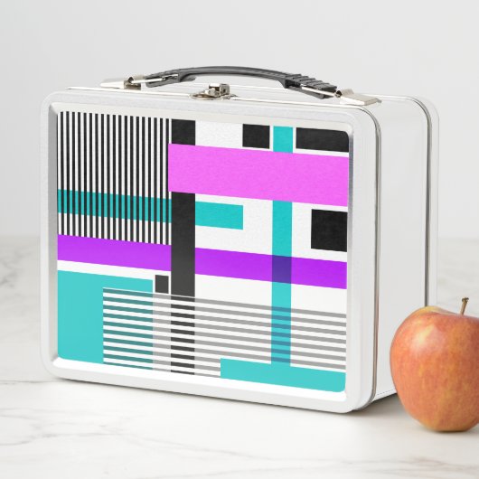 Geometrisch patroon in gestreepte en neon kleuren (In situ)