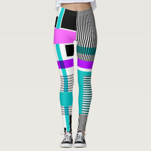 Geometrisch patroon in gestreepte en neon kleuren leggings